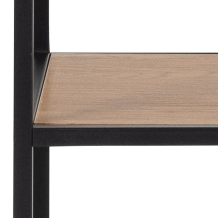 Seaford - Tall Large Black Metal Asymmetrical Bookcase with 5 Shelves