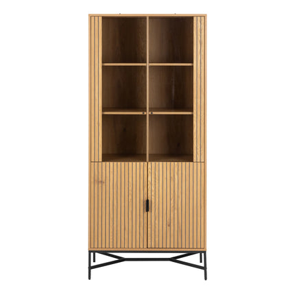 Jaipur Display Cabinet With 4 Doors and 6 Shelves in Wild Oak