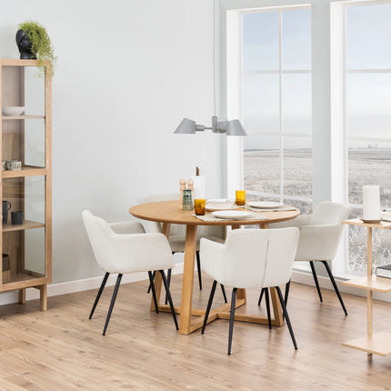 Malika Dining Table Range Oak-Effect Tops With Black Bases