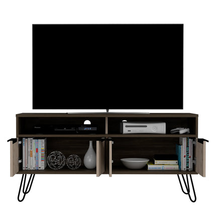 Nevada - TV Unit - 4 Door Smoked Oak & Hairpin Legs