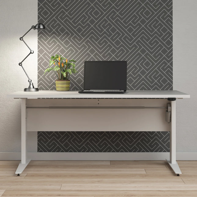 Prima - White Desk With Electric Control Height Adjustable Legs
