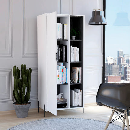 Dallas - Bookcase - 1 Door & 7 Shelves with Metal Legs