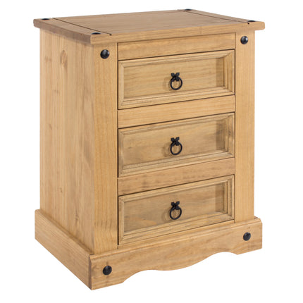Corona - Bedside Cabinet - 3 Drawer Solid Pine Traditional