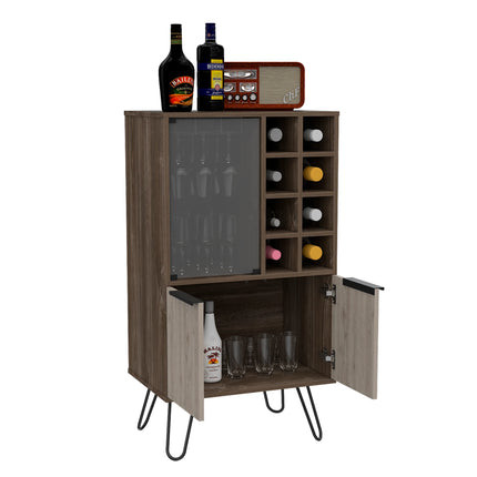Nevada - Drinks Cabinet - 3 Door with Wine Rack & Hairpin Legs