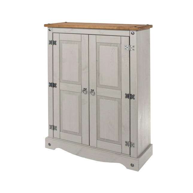Corona White - Bookcase - 2 Door & Antique Waxed Pine Top