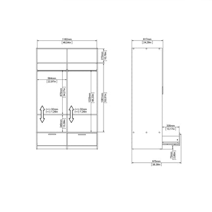 Line 2-Door 2-Drawer Wardrobe With Sliding Doors – Choice Of Finishes