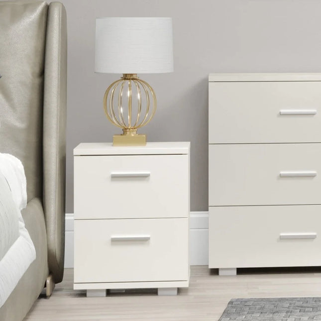 Lido - Bedside Table - 2 Drawer White
