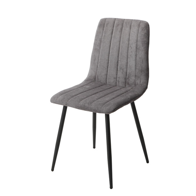 Aspen - Dining Chair Pair - Textured Fabric & Black Metal Legs