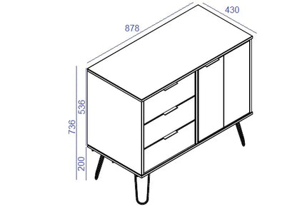 Augusta - Sideboard - 1 Door 3 Drawer & Hairpin Legs