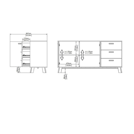 Ikast - Sideboard 2 Doors + 3 Drawers
