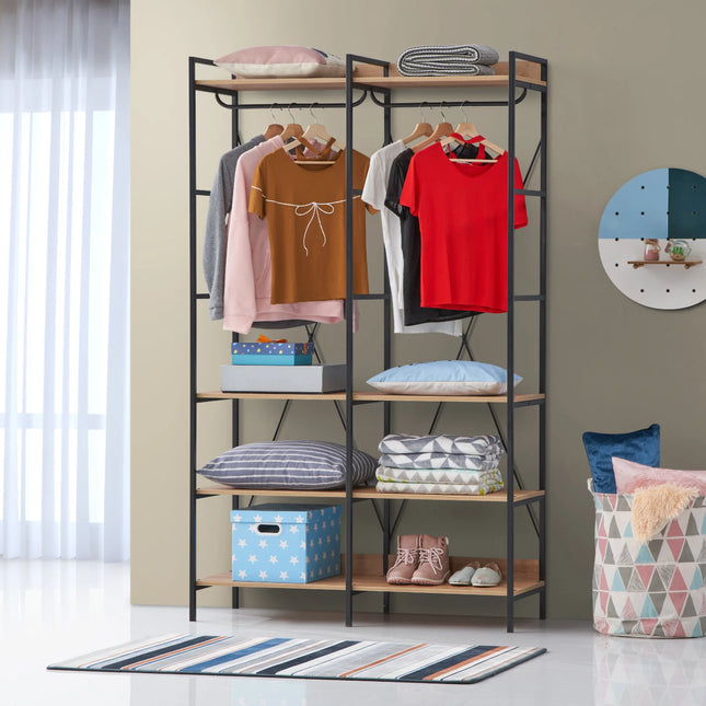 Claire - 8 Shelf Open Wardrobe - Riviera Oak