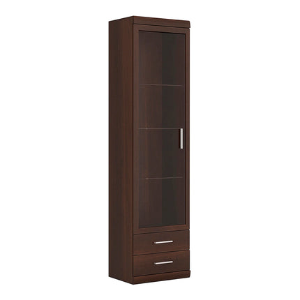 Imperial - Tall Glazed 1 Door 2 Drawer Narrow Cabinet
