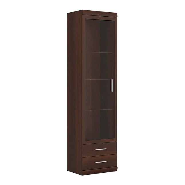 Imperial - Tall Glazed 1 Door 2 Drawer Narrow Cabinet