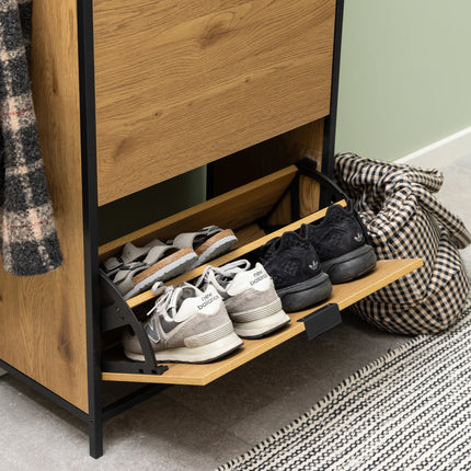 Seaford - Shoe Cabinet in Black and Oak