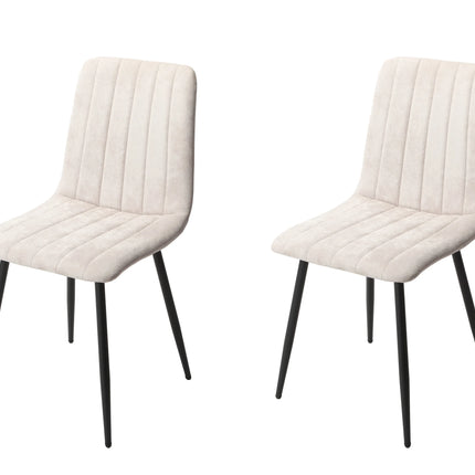 Aspen - Dining Chair Pair - Textured Fabric & Black Metal Legs