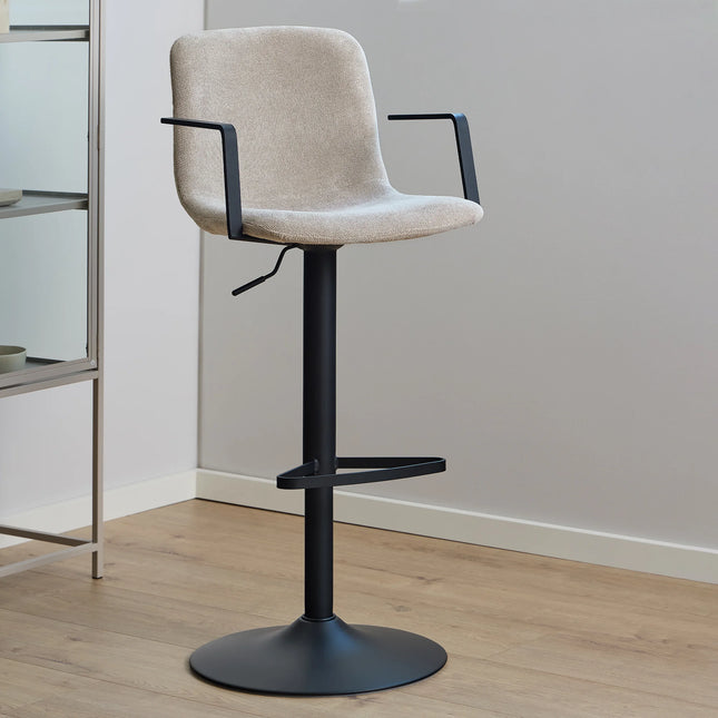 Pablo Swivel Beige Bar Stool With Adjustable Height Set of 2