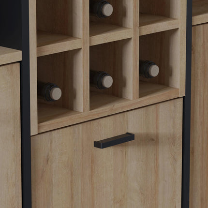 High Rock - Wide Shelf Unit in Matt Black/Riviera Oak