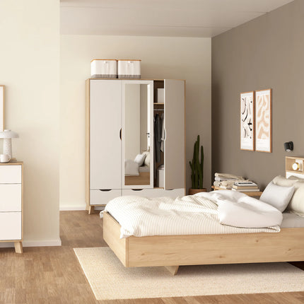 Ikast - Wardrobe 3 Doors and 2 Drawers with Mirror