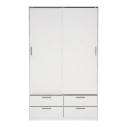 Line - Wardrobe with 2 Sliding Doors and 4 Drawers