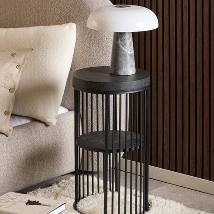 Strington Round Bedside Table 1 Shelf in Matt Black