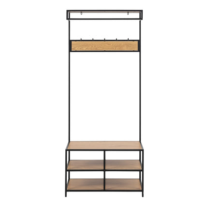 Seaford - Black Metal Clothes Rack with 3 Shelves
