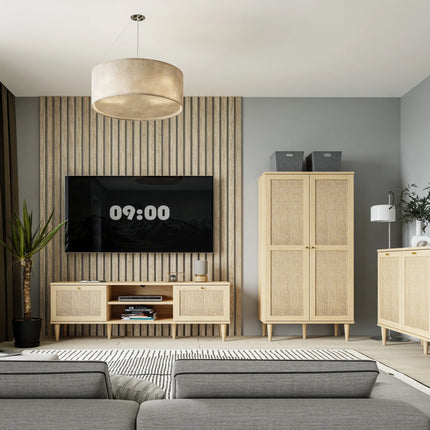 Calasetta - 2 Door 2 Shelf TV Unit in Rattan