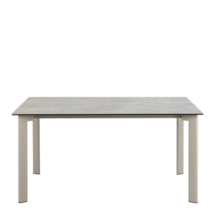 Palermo Ceramic Dining Table Grey 160x90cm with 4 Ella Swivel Beige Chairs
