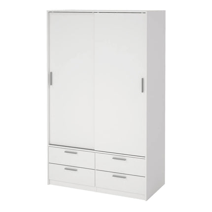 Line - Wardrobe with 2 Sliding Doors and 4 Drawers