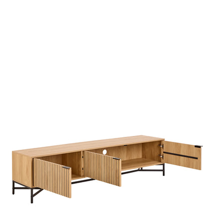 Jaipur TV Unit With 3 Doors 176cm Wide in Oak – Scandinavian Style