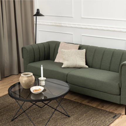 Cuxton - Black Coffee Table with Smoked Glass Top
