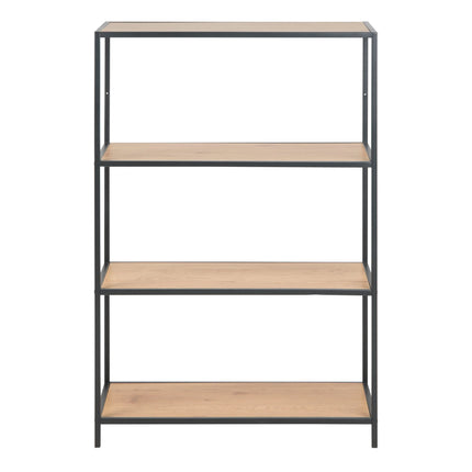 Seaford - Black Metal Low Bookcase with 3 Shelves