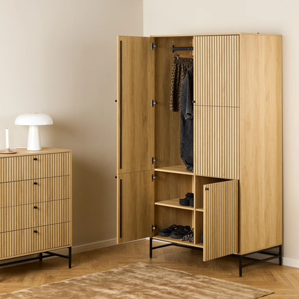 Albany Wardrobe 4 Door Adjustable Shelves 200cm Industrial