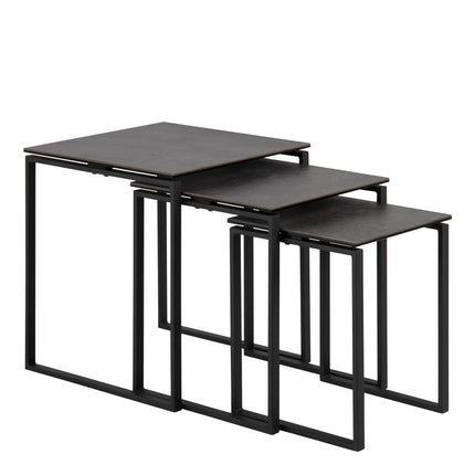 Katrine Ceramic Nest of Tables Black Set of 3 Stylish Square Tables