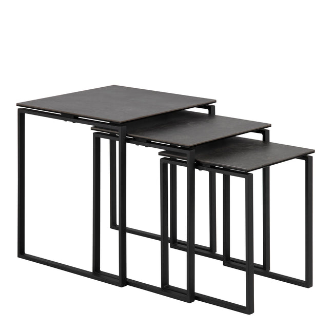 Katrine Ceramic Nest of Tables Black Set of 3 Stylish Square Tables