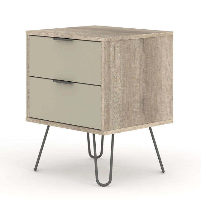 Augusta - Bedside Table - 2 Drawer & Hairpin Legs