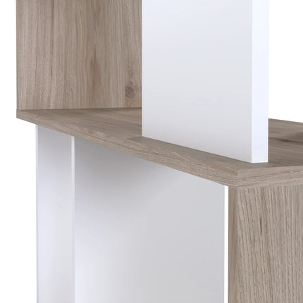 Maze Tall Bookcase 4 Shelves Oak White 173cm Midcentury