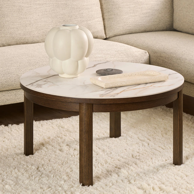 Southampton Round Coffee Table Cream Ceramic 90x45cm