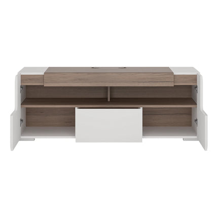 Toronto - 140cm Wide TV Cabinet In White and Oak