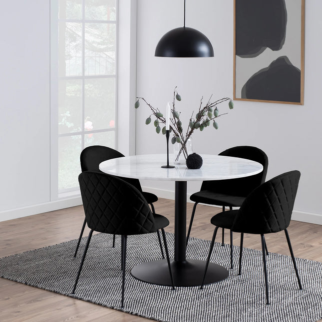 Tarifa - Round Dining Table with White Polished Marble Top