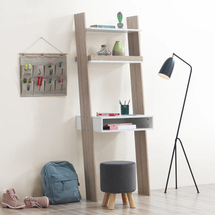 Pulford - Ladder Desk - White & Sonoma Oak