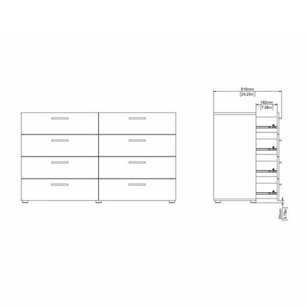 Pepe - Wide Chest of 8 Drawers (4+4)