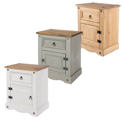 Corona - Bedside Table - 1 Door 1 Drawer Rustic