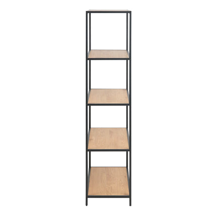 Seaford - Tall Black Metal Bookcase with 4 Shelves