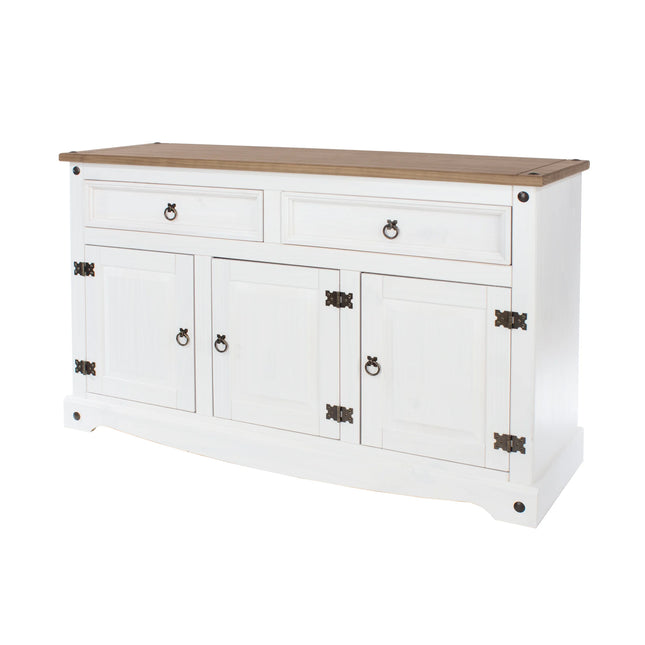 Corona White - Sideboard - 3 Door 2 Drawer & Antique Waxed Pine Top