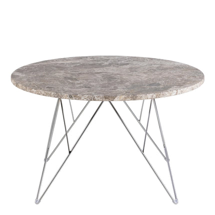 Prunus - Round Coffee Table with Grey-Brown Marble Top