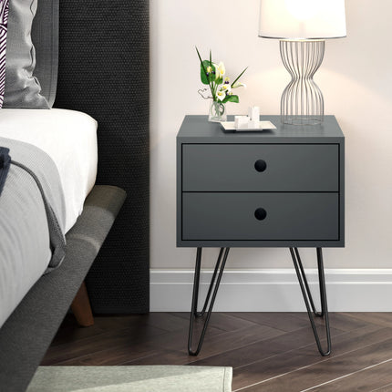 Options - Bedside Table - 2 Drawer & Hairpin Legs