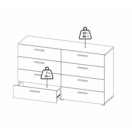 Pepe - Wide Chest of 8 Drawers (4+4)
