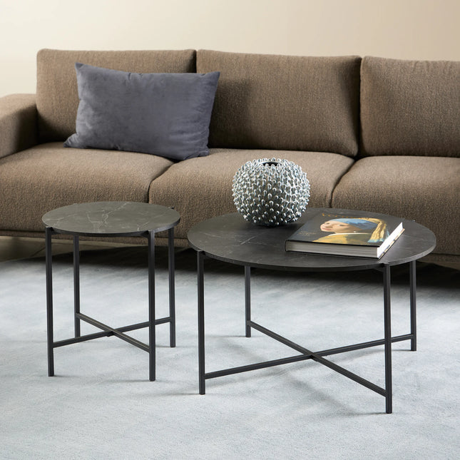 Lamoine Round Coffee & Side Tables in Matt Black – Modern French Style
