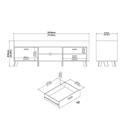 Ikast - TV Unit with 1 Door + 2 Drawers