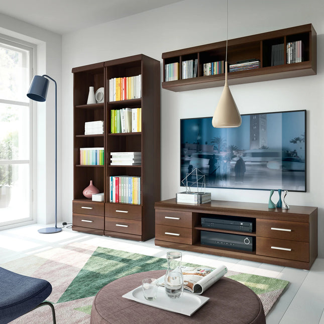 Imperial - Tall 2 Drawer Narrow Cabinet with Open Shelving